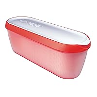 Glide-A-Scoop Ice Cream Tub Reusable Container with Non-Slip Base, Stackable on Freezer Shelves, BPA-Free, 1.5 Quart, Strawberry Sorbet