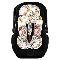 Floral Baby Car Seat Head and Body Support,2-in-1 Reversible CarSeat Insert,Soft Cushion for Stroller, Swing, Bouncer, Vintage Flowers