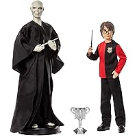 Mattel Harry Potter 2-Pack Gift Set: 12-inch Voldemort & 10.5-inch Harry Dolls with Film-Inspired Fashion & Wands, Ages 6+
