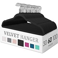Premium Velvet Hangers 60 Pack Clothes Hangers, Heavy Duty Study Black Hangers for Coats, Pants Dress,Non Slip Clothes Hanger Set,Space Saving Felt Hangers for Clothing
