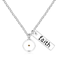 Uloveido Stainless Steel Faith Real Mustard Seed Pendant Necklace Charm Jewelry for Christian Inspirational Gift Y559