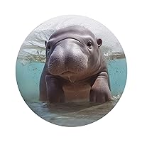 Cute Hippo Print 4 PCS Leather Coasters Set Waterproof Anti-Scald Drink Coasters Mugs Mat for Living Room Coffee Table 4 Inch