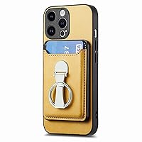 Wallet Case for iPhone 15 Pro Max/15 Pro/15 Plus/15, Business Leather Cover with Kickstand Magnetic Detachable Card Slot Case,Yellow,15 Pro Max''