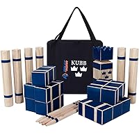Kubb Yard Game Set - Rubberwood or Pinewood - Fun, Interactive Outdoor Family Games - Durable Blocks with Travel Bag