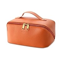 Cosmetic Makeup Kit Storage Organizer, Travel Toiletry Vanity Bag with Adjustable Compartment, Orange-1, Travel Accessories