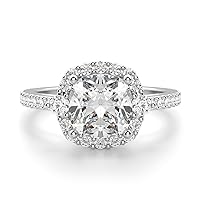 Riya Gems 3 CT Cushion Colorless Moissanite Engagement Ring for Women/Her, Wedding Bridal Ring Sets, Eternity Sterling Silver Solid Gold Diamond Solitaire 4-Prong Set for Her