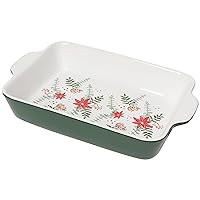 Now Designs Decal Baking Dish Bakeware, L11.75 x W7.25 x H2.25in, Poinsettia