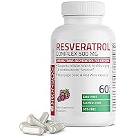 Resveratrol 500 Complex Standardized Trans-Resveratrol + Grape Seed & Red Wine Extract, 60 Capsules