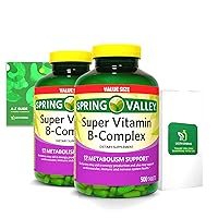 Spring Valley Super B-Complex Tablets, 500 Count Dietary Supplement (2 Pack) with Exclusive Vitamins & Minerals A to Z - Better Ligth&Spring Guide (3 Items)