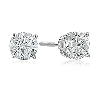 Amazon Collection IGI Certified 14k Gold Round Diamond Stud Earrings (H-I Color, I1 Clarity)
