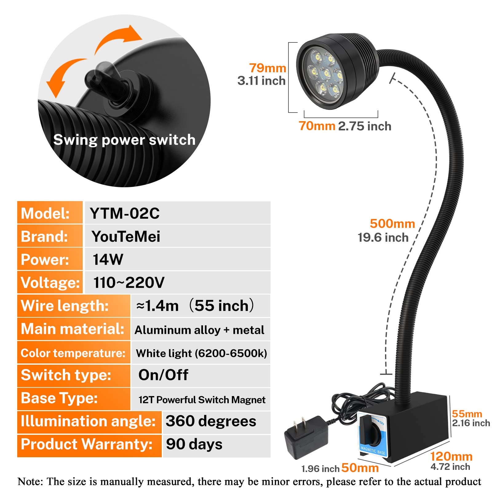 Mua Magnetic Work Light, Led Magnetic Lamp, IP65 Water Proof Flexible  Gooseneck Lamp 1400 Lumens for Lathe Milling, Drill Press, Industrial  Lighting,With 12T Magnetic base… trên Amazon Mỹ chính hãng 2023  Giaonhan247