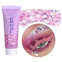 Holographic Body Glitter Gel - Cosmetic-Grade, Color Changing Halloween Glitter Makeup for Face, Body, and Hair, Safe and Easy to Use, Perfect for Festivals Parties (Pink)