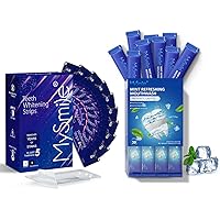 MySmile Advanced Teeth Whitening Strips - 10 Whitening Strips Dental Stain Remover for Whiter Smile - Mouthwash Alcohol Free-Travel Mouthwash Helps Kill 99% of Bad Breath Germs - 30 Uses (0.41 Fl Oz (