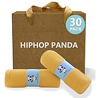 HIPHOP PANDA Baby Washcloths, Rayon Made from Bamboo - 2 Layer Ultra Soft Absorbent Newborn Bath Face Towel - Reusable Baby Wipes for Delicate Skin - Honey, 30 Pack