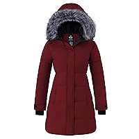wantdo Women's Long Quilted Winter Coat Thicken Puffer Jacket with Faux Fur Hood