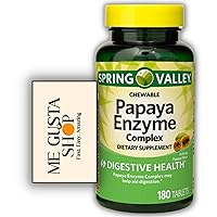 Spring Valley Papaya Enzyme Complex Digestive Support Chewable Tablets Dietary Supplement, Vegetarian 180 Count Includes Me Gustas Sticker
