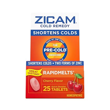 Zicam Cold Remedy Zinc Rapidmelts, Cherry Flavor, 25 Count (Pack of 1)