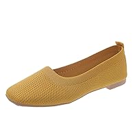 Spring and Autumn Women Casual Shoes Flat Bottom Square Toe Fly Woven Mesh Breathable Casual Shoes for Women Size 11