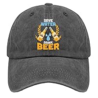 Save Water, Drink Beer Baseball Cap Mama Hat Pigment Black Mens Hats and Caps Gifts for Son Hiking Caps