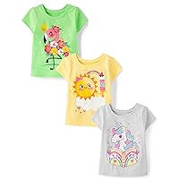 The Children's Place Girls' and Toddler Assorted Everyday Short Sleeve Graphic T-Shirts,multipacks