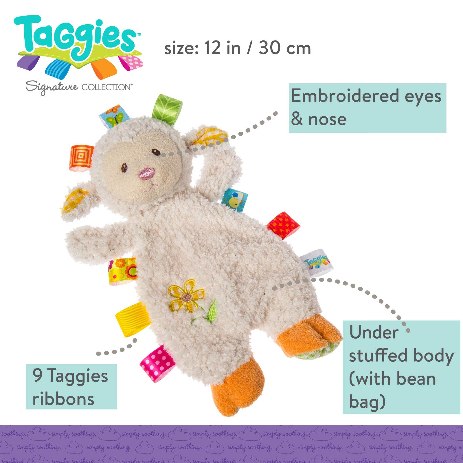 Taggies Sherbet Lamb Lovey Toy , 12 Inch (Pack of 1)