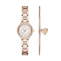 Michael Kors Tayrn Women's Watch and Bracelet Gift Set, Stainless Steel and Pavé Crystal Watch and Bracelet Gift for Women