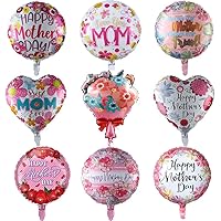18pcs Happy Mother's Day Heart Foil Balloons for Mothers Day Mothers Birthday Party Decoration