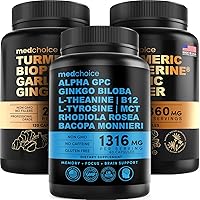 MEDCHOICE Turmeric & Ginger (240ct) and Nootropic Brain (60ct) Supplement Bundle - Wellness Duo for Joint, Digestion, Brain, & Mood Support - Vegan, Non-GMO, Gluten-Free