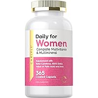 Women’s Multivitamin | 365 Caplets | Vitamin and Mineral Supplement | with Iron | Non-GMO, Gluten Free | by Carlyle