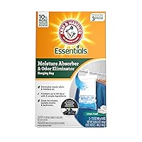 Arm & Hammer Essentials Hanging Moisture Absorber and Odor Eliminator, 17.5 oz., 3 Pack, Linen Fresh, Moisture Absorbers for Closets, Laundry Rooms and Bedrooms, Long-Lasting Freshness