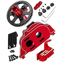 RC Motor Mount Gear Cover & 58T Metal Slipper Clutch 0.8 Pitch with 20T/21T Pinions Gear Set Upgrades Part for 1/10 Granite/Senton/Vorteks 3S BLX & Mega 550,Red