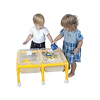 Children's Factory Mini Double Discovery Kids Sensory Table, Toddler Sand & Water Table, Sensory Activities for Kids, Clear-Yellow