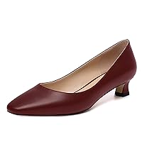 Womens Square Toe Solid Matte Office Casual Slip On Kitten Low Heel Pumps Shoes 1.5 Inch