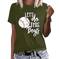 Women Short Sleeve Round Neck Baseball Print Football Printing T Shirt Top neon Shirts for Women v Neck