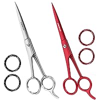 Utopia Care Hairdressing Scissors 6.5 Inches (Set of 2) - Premium Stainless Steel Razor with Sharp Edge Blade – Hair cutting and Salon scissors for Adults, Kids, Barber, Pets (Red and Silver)