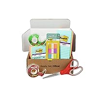 Scotch and Post-it Brand Office Essentials Kit, Business and Teacher Supplies Set with Post-it Super Sticky Notes, Scotch Super Hold Tape, Scotch Magic Tape, Post-it Flags, Sharp Scissors for Office