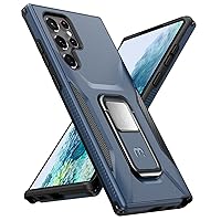 MYBAT Pro Shockproof Stealth Series Case for Samsung Galaxy S22 Ultra Case with Stand 6.8 inch, Support Magnetic Car Mount, Heavy Duty Military Grade Drop Protective Case with Kickstand - Blue