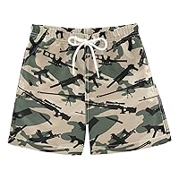 Weapon Camouflage Boys Swim Trunks Swim Kids Swimwear Board Shorts Pool Essentials