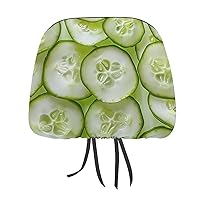 Cucumber Slices Funny Car Seat Headrest Cover Print Protector Universal Fit Auto Accessories 11 X 10.6 Inches