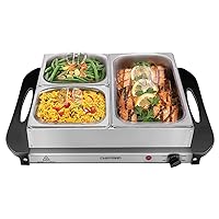 Chefman Electric Buffet Server + Warming Tray w/Adjustable Temperature & 3 Chafing Dishes, Hot Plate Perfect for Holidays, Catering, Parties, Events & Home Dinners, 14