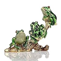 SEVENBEES 3 Frog Figurines Collectibles Jewelry Box Decorative Hinged Trinket Boxes