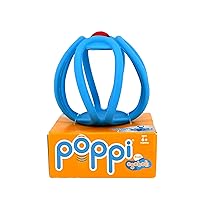 OgoBolli Poppi Teether Ring Tactile Sensory Ball and Pop Up Popper Toy for Babies & Toddlers - Stretchy, Squishy, Soft, Non-Toxic Silicone - Boys and Girls Age 6+ Months - Blue