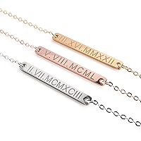 Custom Roman Numerals Necklace 16K Plated Gold Rose Gold Silver multi occasions valentine's Day Christmas Bridesmaid Wedding gift