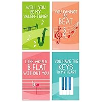 Nerdy Words Mini Music Piano Instrument Theme Valentines (Wallet-Sized Cards with Tiny Envelopes) for Valentine's Day (Set of 24)