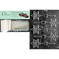 Cybrtrayd Torah Crown Lolly Chocolate Candy Mold with Lollipop Supply Bundle, Includes 25 Sticks, 25 Cello Bags, 25 Silver Twist Ties and and Exclusive Cybrtrayd Copyrighted Chocolate Molding Instructions