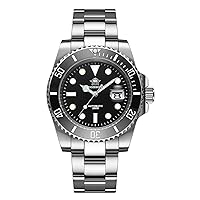 ADDIESDIVE Men's Analogue Automatic Watch 20 Bar Waterproof Luminous Men's Diving Watch Stainless Steel Strap