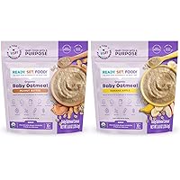 Organic Baby Oatmeal Cereal | Peanut Butter & Banana Apple (2 Pack) – 15 Servings Each | Baby Food with 9 Top Allergens