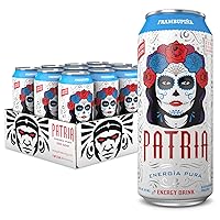 Patria Day of the Dead 16oz Sugar Free Energy Drink, 200mg of Caffeine, Natural Flavor, Blue Raseberry, 12 pack