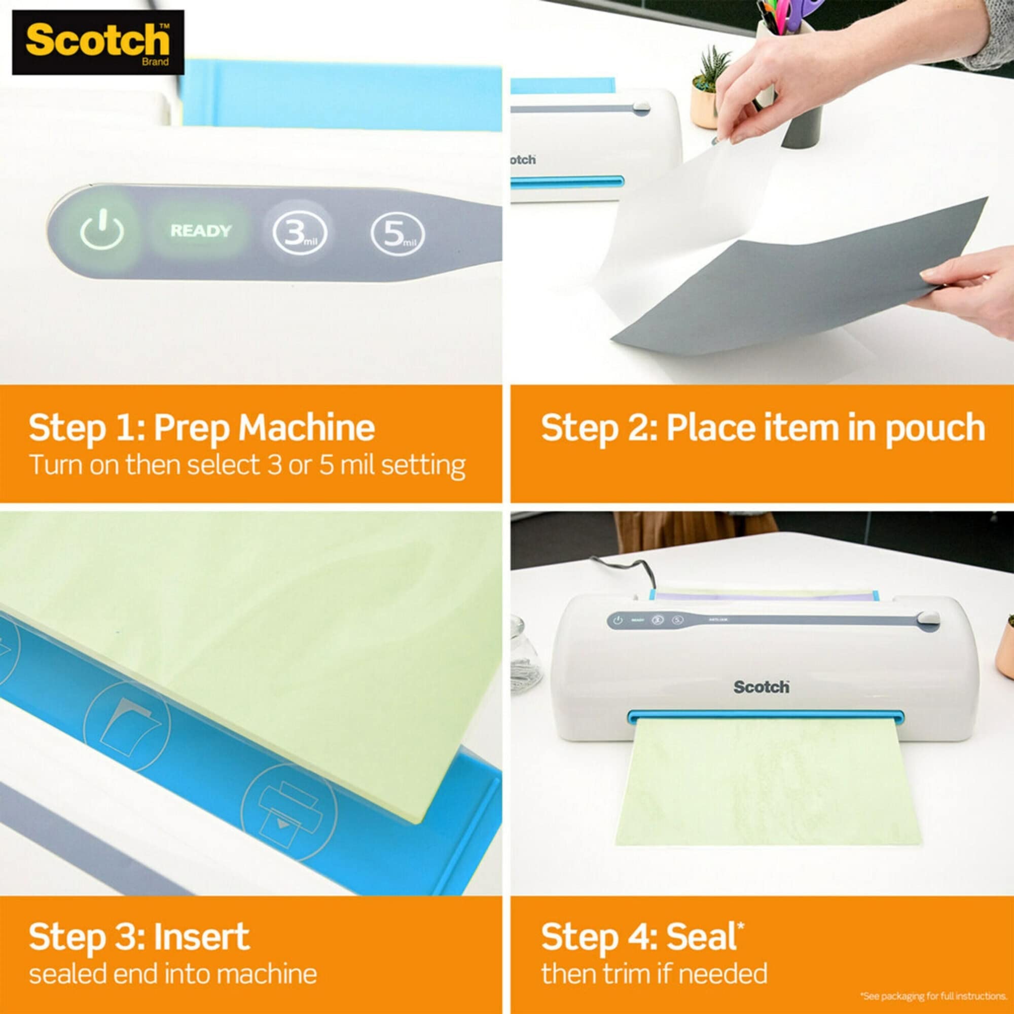 Scotch Thermal Laminator With Thermal Pouches, TL901X