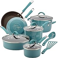 Cucina Nonstick Cookware Pots and Pans Set, 12 Piece, Agave Blue